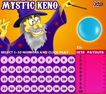 bingo cafe mystic keno online instant win game